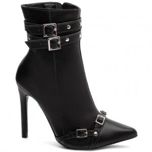 Bota Bico Fino Salto 12 Cano Médio Preto [80023A]