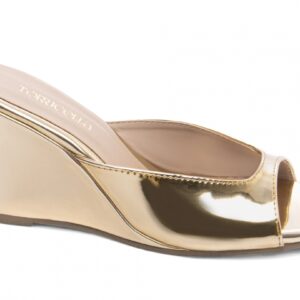 Sandália Anabela Feminina Tamanco Dourado [4068A]