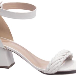 Sandália Salto Bloco Grosso Baixo Off White [4000-17C_AR]