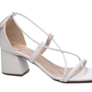 Sandália Salto Bloco Grosso Baixo Off White [4000-72C_AR]