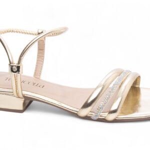 Sandália Feminina Salto Baixo Dourado [1.003D]