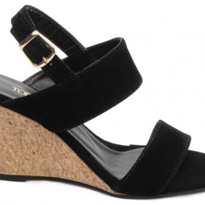 Sandália Plataforma de Cunha Anabela Preto [4074A]