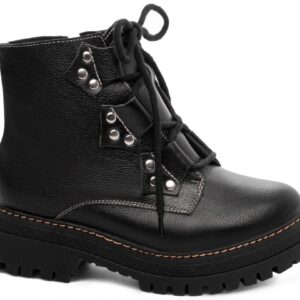 Bota Coturno Sola Tratorada Couro Preto [22A]