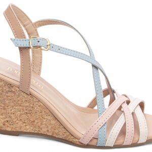 Sandália Plataforma de Cunha Anabela Multicolorido [4073A]