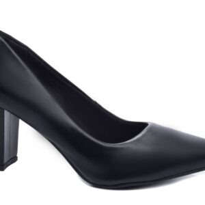 Sapato Scarpin Salto Bloco Grosso Preto [8000-02F_AR]