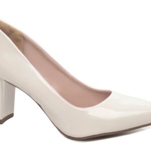 Sapato Scarpin Salto Bloco Grosso Off White [8000-02I_AR]