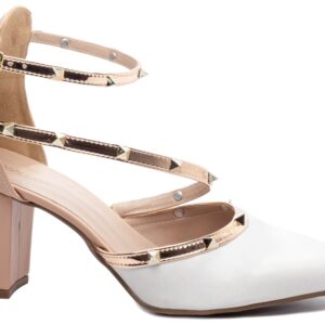 Sapato Scarpin Salto Bloco Grosso Off White [8000-06A_AR]