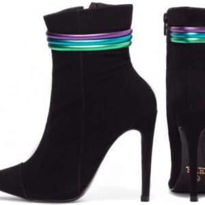 Bota Bico Fino Salto 12 Cano Médio Preto [80014C]