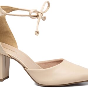 Sapato Scarpin Salto Bloco Grosso Bege [9000-03B_AR]