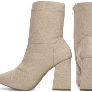 Bota Bico Fino Cano Médio Bege [67069C]