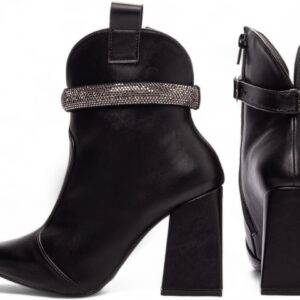 Bota Bico Fino Cano Médio Preto [67070A]