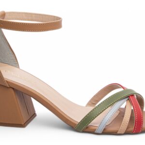 Sandália Salto Bloco Grosso Baixo Numeração Especial Caramelo [AR200-05G_AR]