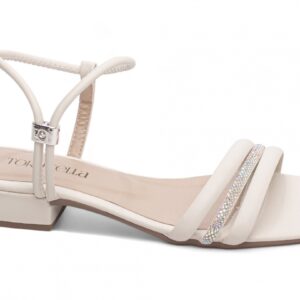 Sandália Feminina Salto Baixo Off White [1.003C]