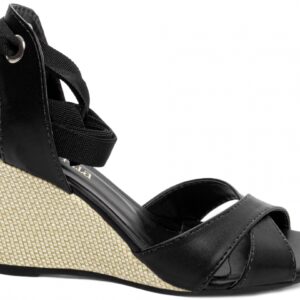 Sandália Plataforma de Cunha Anabela Preto [4072A]