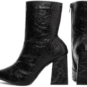 Bota Bico Fino Cano Médio Preto [67069A]