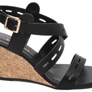 Sandália Plataforma de Cunha Anabela Preto [4066A]